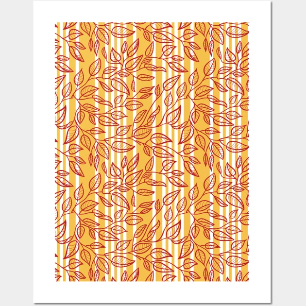 Minimalist Leaf Line Art Illustration as a Seamless Surface Pattern Design Wall Art by zarya_kiqo